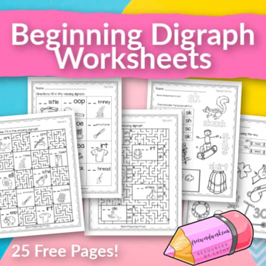 Beginning Digraph Worksheets - Free Word Work