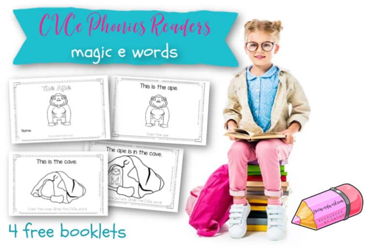 Add these CVCe Phonics Readers for magic e words to your phonics booklets in your classroom or homeschool.