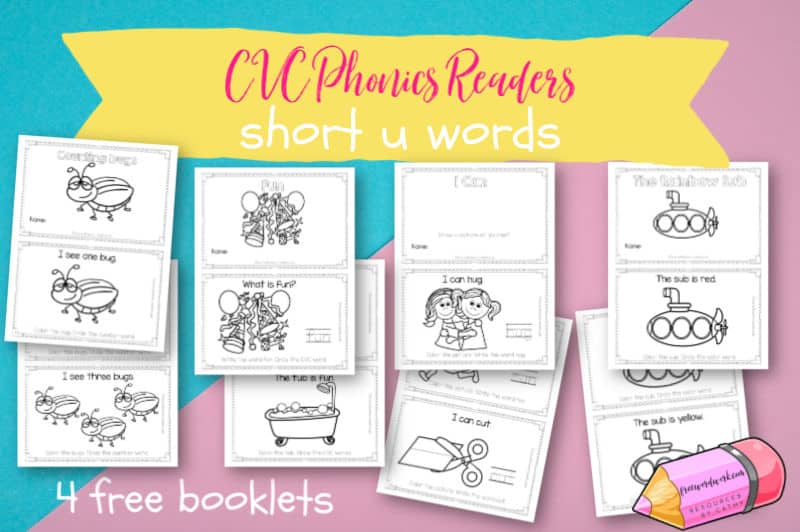 Add these CVC Phonics Readers focusing on short u words to your phonics booklets in your classroom or homeschool.