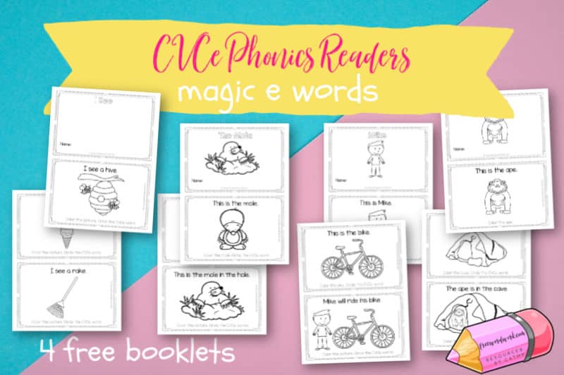 Add these CVCe Phonics Readers for magic e words to your phonics booklets in your classroom or homeschool.