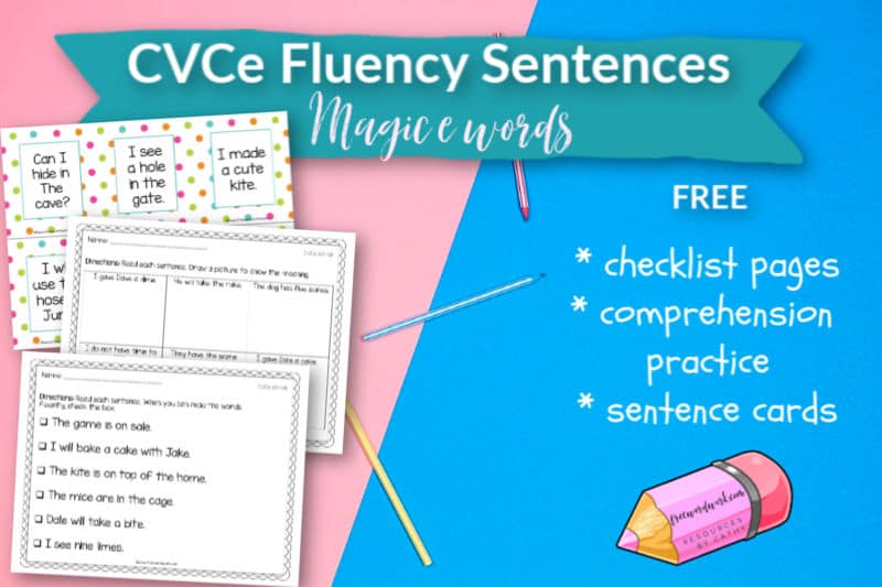 These CVCe Fluency Sentences are designed to help your young readers begin to work on developing their fluency skills while practicing magic e words.