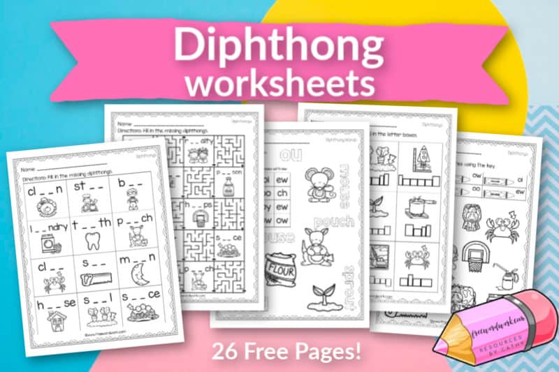 Diphthong Worksheets Free Word Work