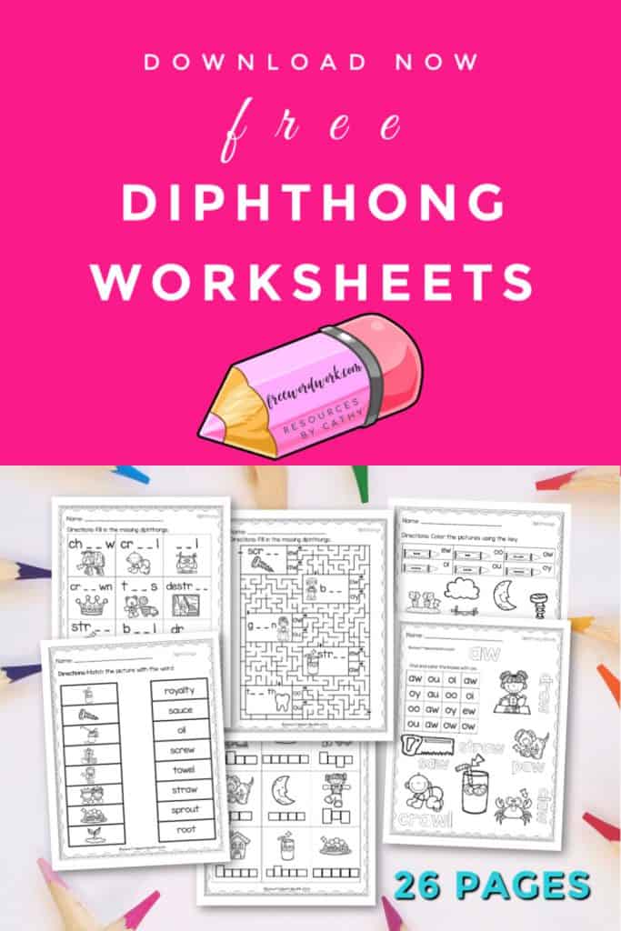 Diphthong Worksheets Free Word Work