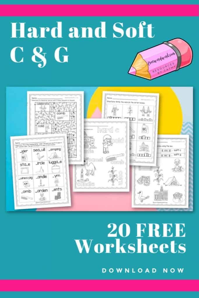 These free, printable hard and soft c & g worksheets will give your students practice with hard and soft c & g words.