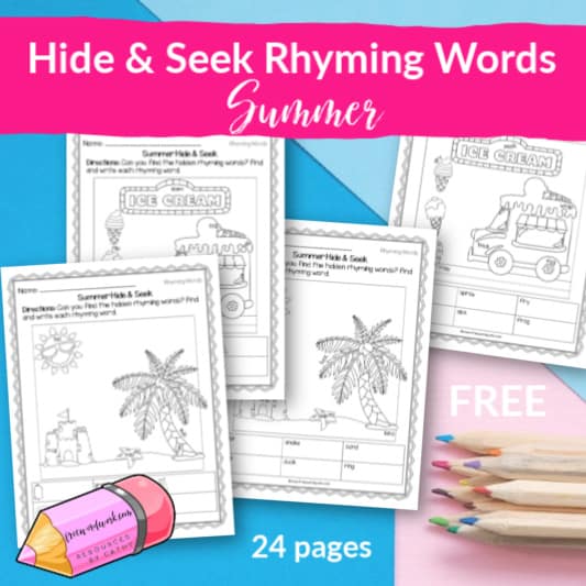 Hide and Seek Rhyming Words for Summer