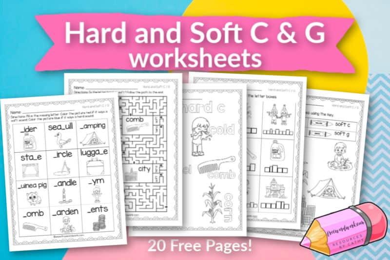 These free, printable hard and soft c & g worksheets will give your students practice with hard and soft c & g words.
