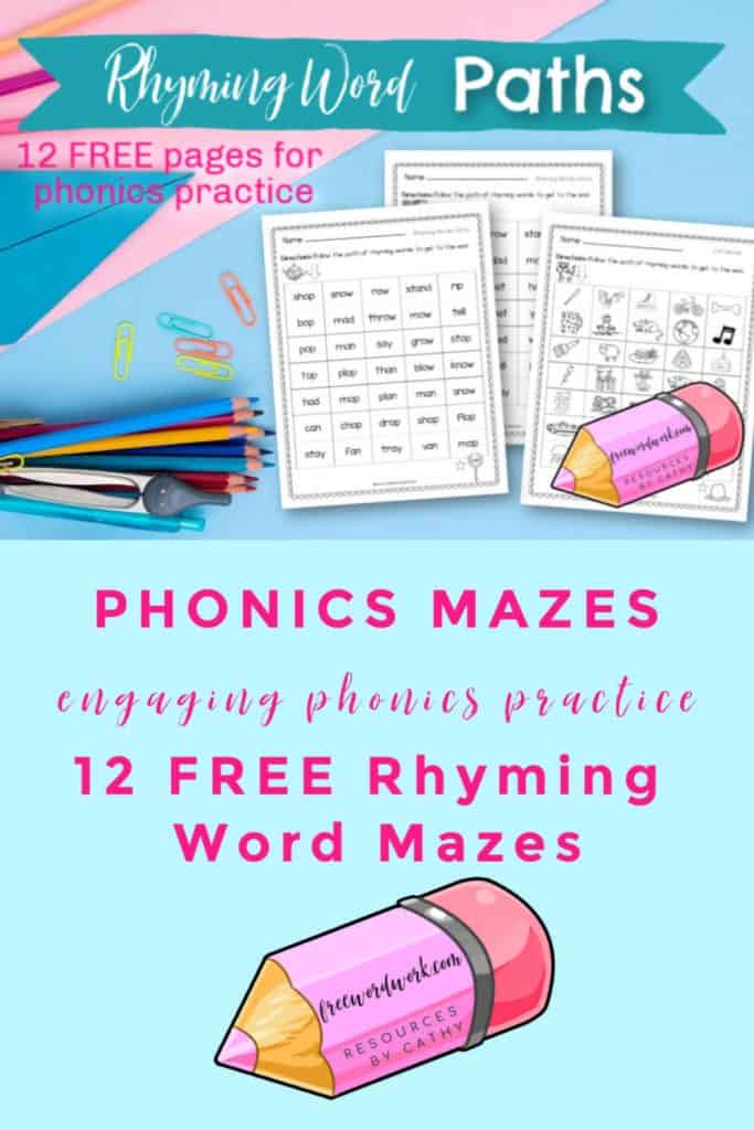 These reading mazes: rhyming word paths are designed to give your students practice with finding rhyming words. 
