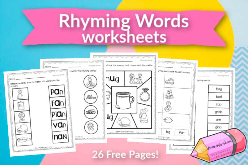 These free, printable rhyming words worksheets will give your students practice with rhyming word pairs.