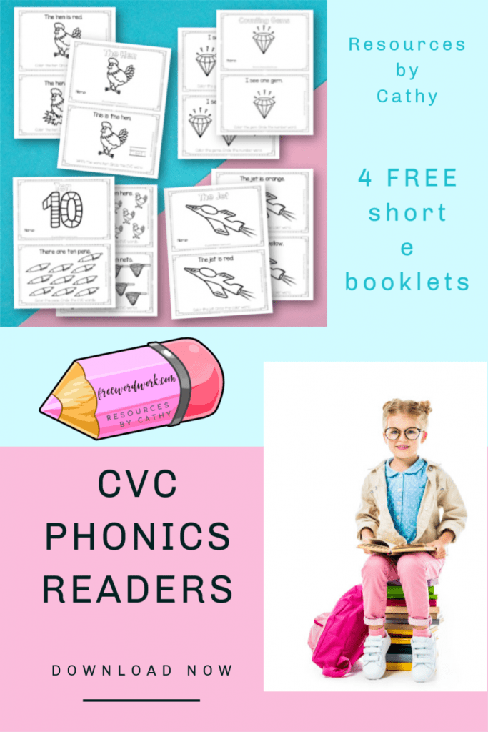 Add these CVC Phonics Readers focusing on short e words to your phonics booklets in your classroom or homeschool.