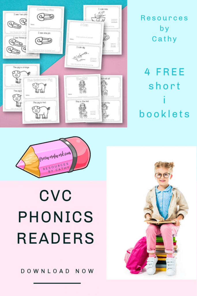 Add these CVC Phonics Readers focusing on short i words to your phonics booklets in your classroom or homeschool.