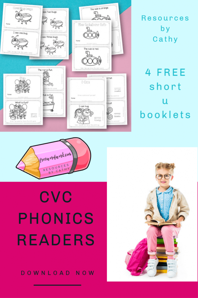 Add these CVC Phonics Readers focusing on short u words to your phonics booklets in your classroom or homeschool.