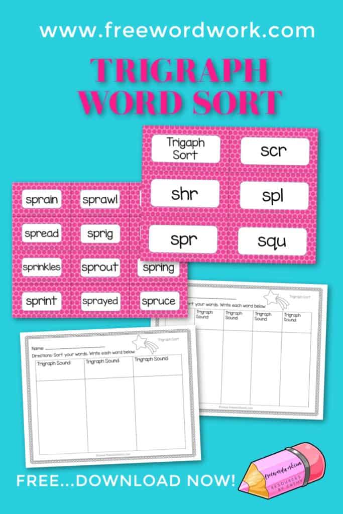 Trigraphs are three letters that work together to form a single sound. The letters these word cards focus on will come at the beginning of words.