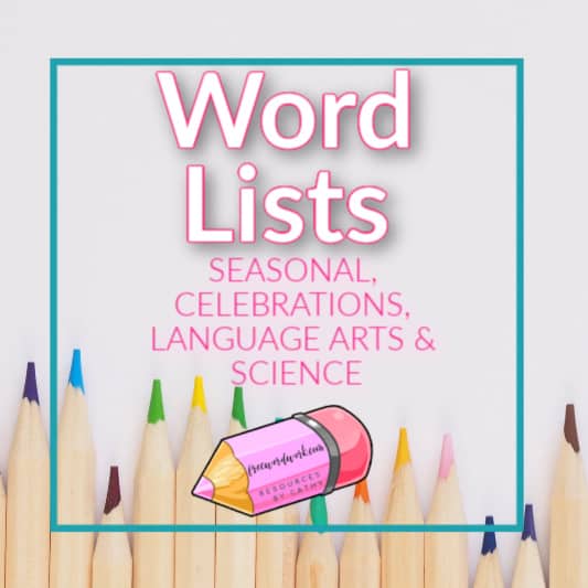 This collection of word lists can be used to help your young writers. Also great for teachers creating content.