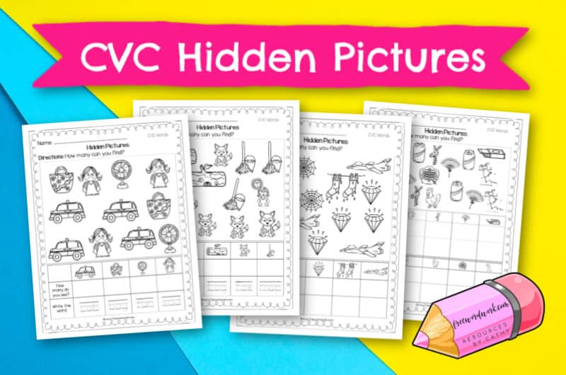 These CVC hidden pictures pages will give your children practice with identifying and writing short vowel words.