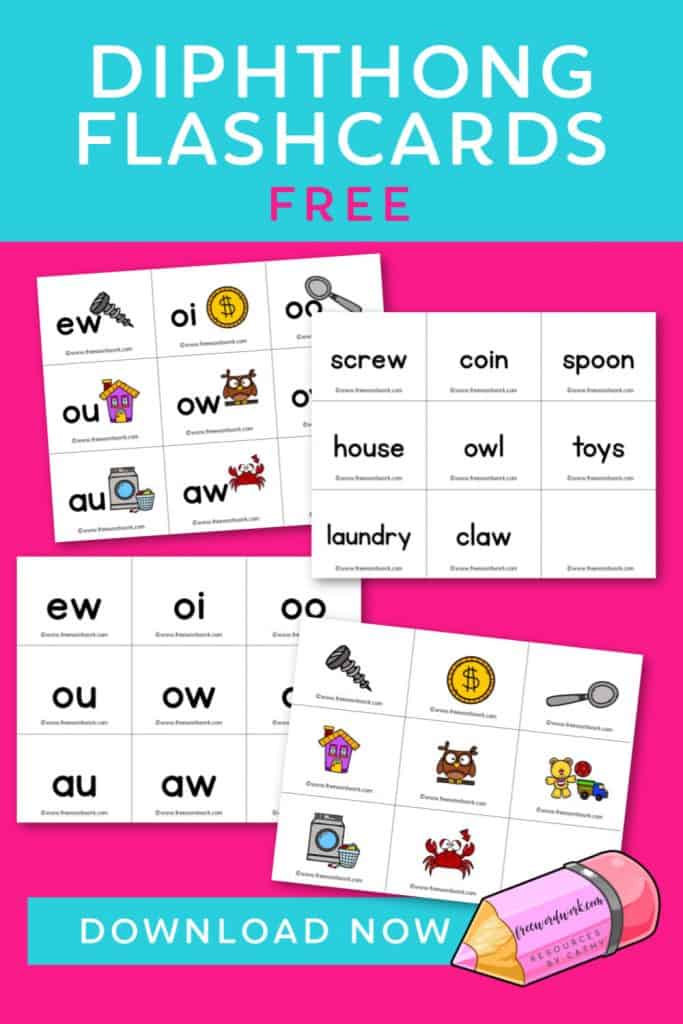 Try these diphthong flashcards as a tool to help your children master diphthong sounds.