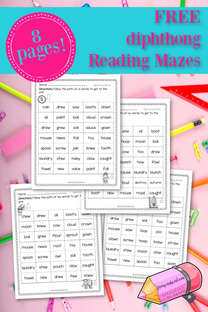 These reading mazes: diphthong paths are designed to give your students practice with words containing diphthongs. 