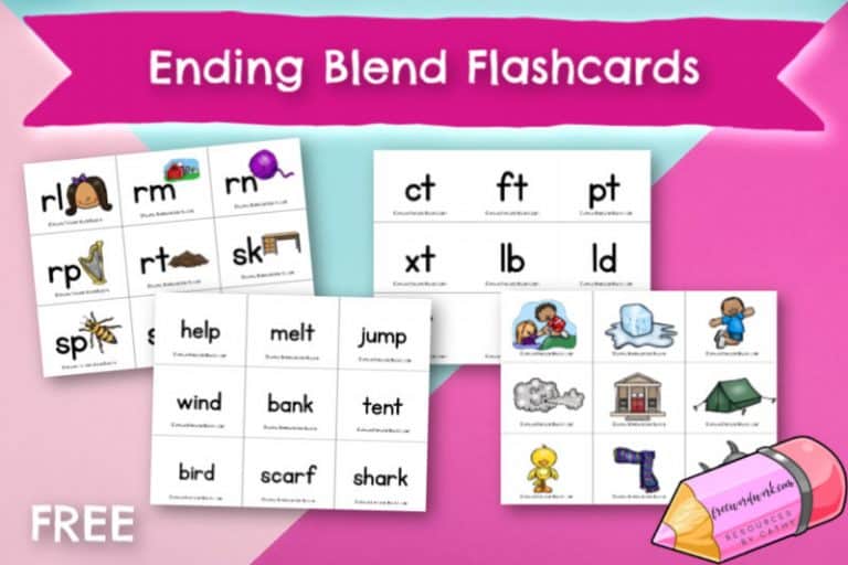 Ending blend flashcards free word work