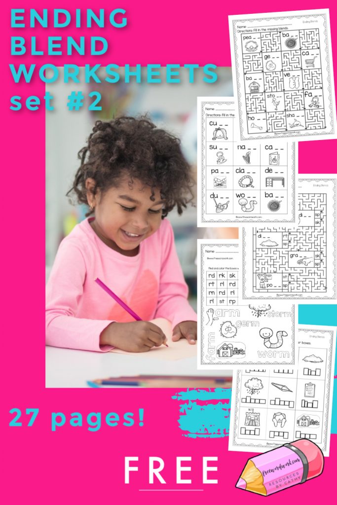 This second set of free, printable ending blends worksheets will give your students practice with words containing ending R and S blends.