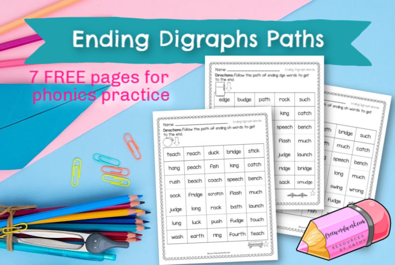 These reading mazes: ending digraphs paths are designed to give your students practice with words ending with digraphs. 