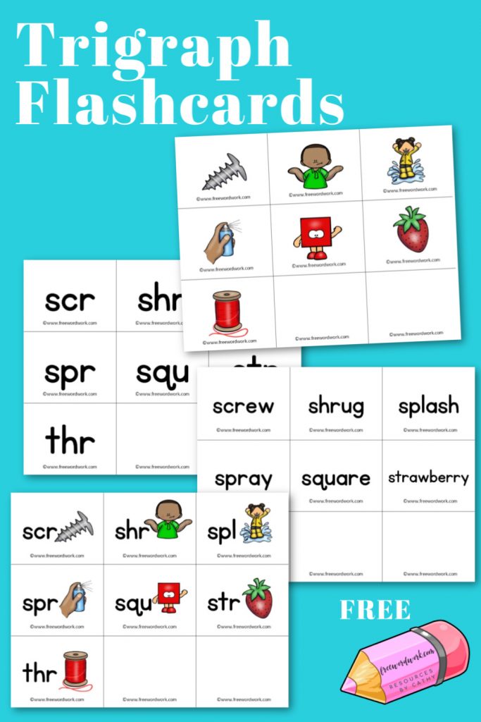 95 Laminated Trigraph Word Flashcards.