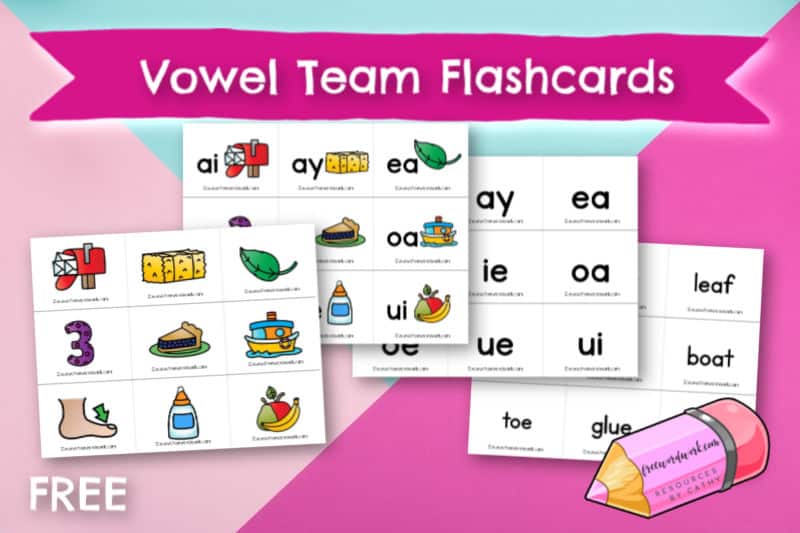 Free vowel team flashcards