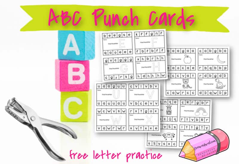 Use these free alphabet punch cards to help your children practice matching upper and lowercase letters along with beginning sounds.