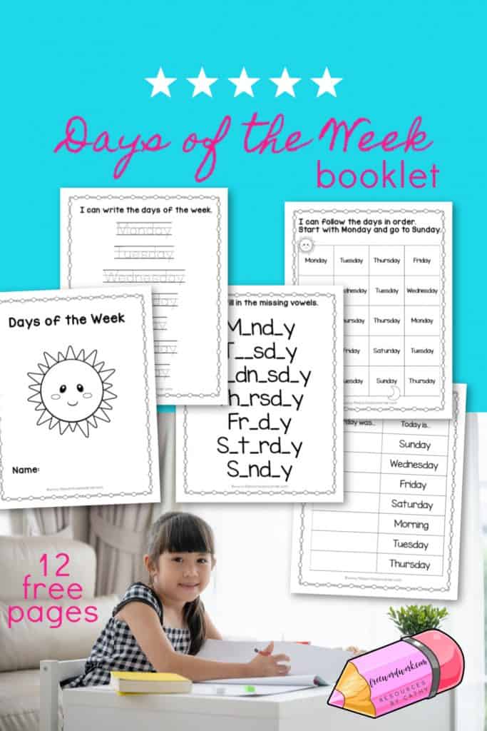 This days of the week booklet will help you create a book for your children to practice the days.