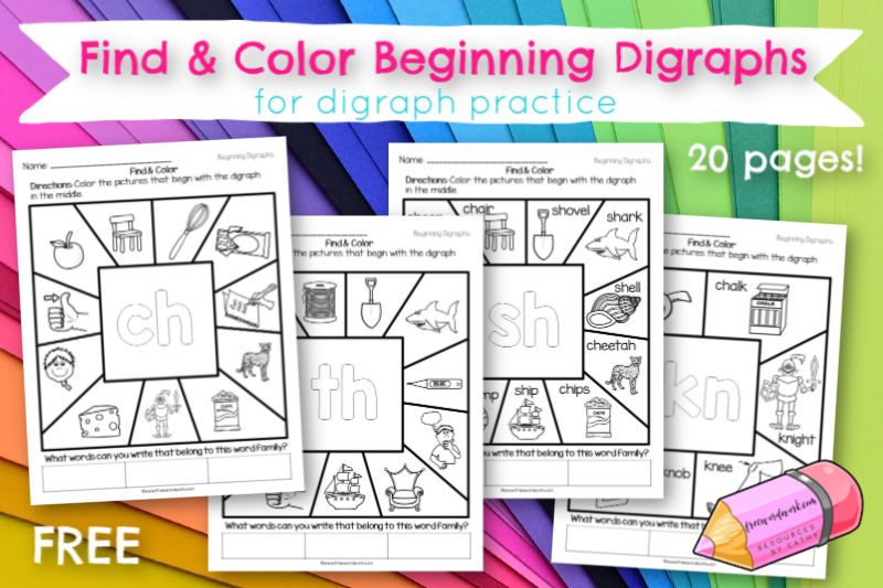 These Beginning Digraph Find & Color Worksheets will give your children practice with words beginning with consonant digraphs.