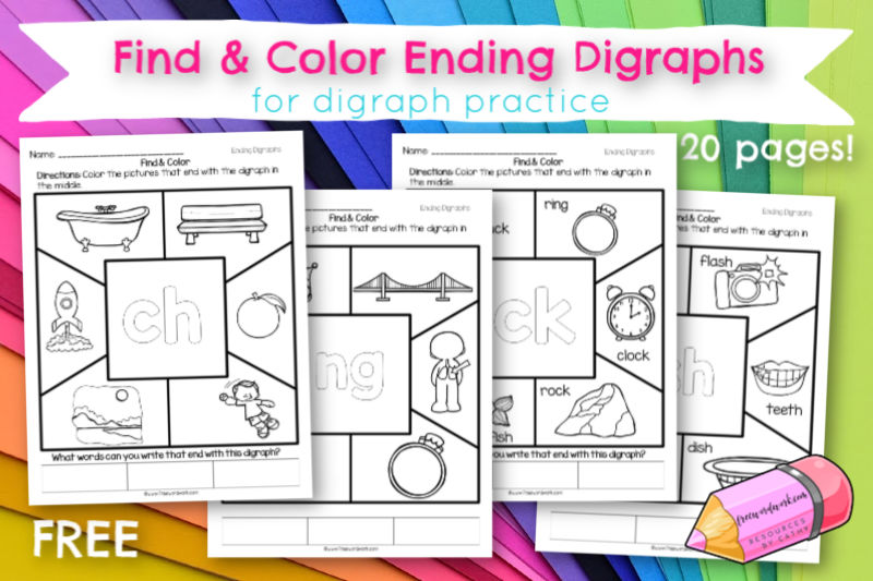 These Ending Digraph Find & Color Worksheets will give your children practice with words ending with consonant digraphs.