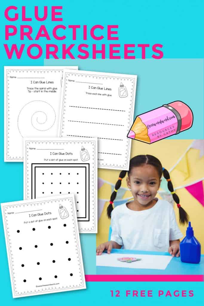 This set of 12 free worksheets will provide your children with how to glue practice.