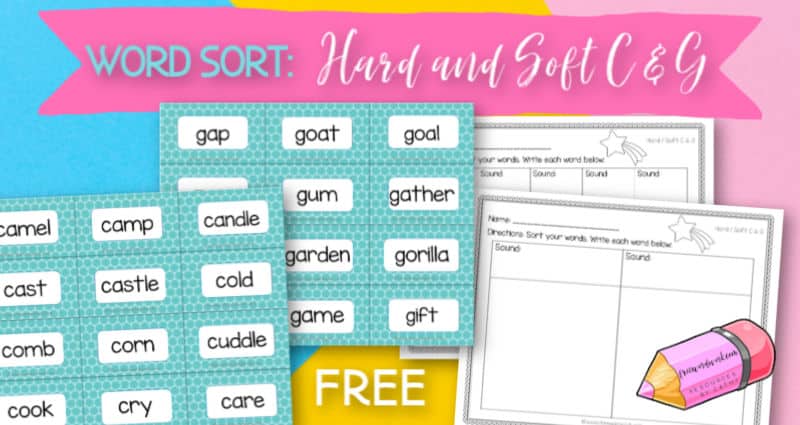hard and soft c g word sort free word work