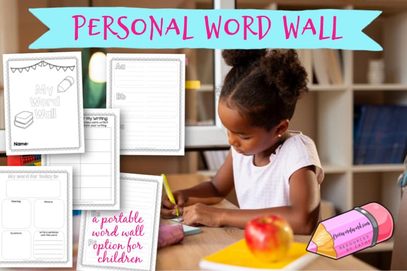 This personal, portable word wall is a great free writing tool for your children growing as authors.