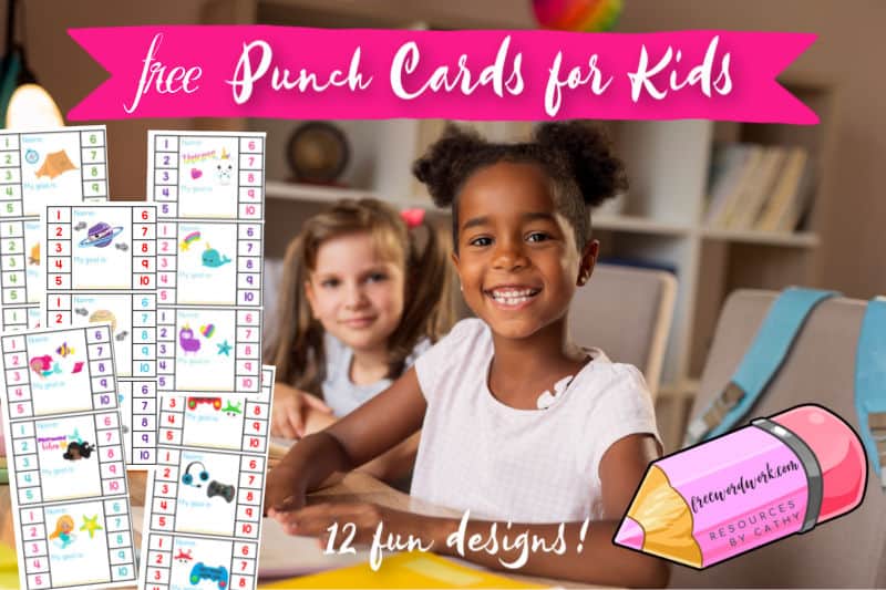 Printable Punch Cards for Kids - Free Word Work