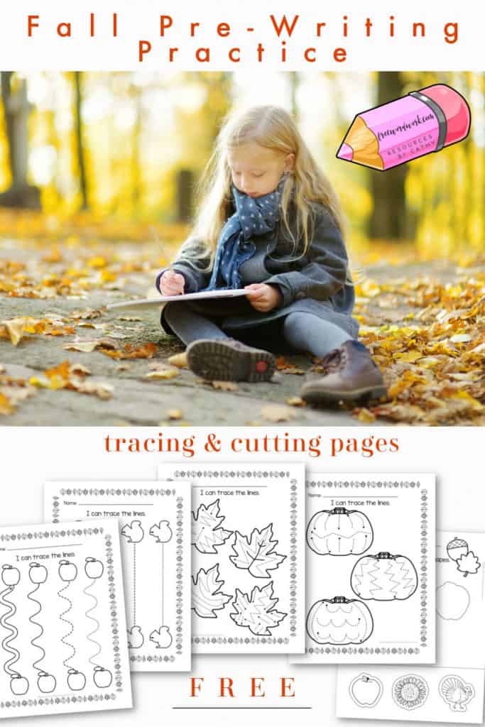 These fall pre-writing practice pages will be a fun addition to your autumn fine motor practice.