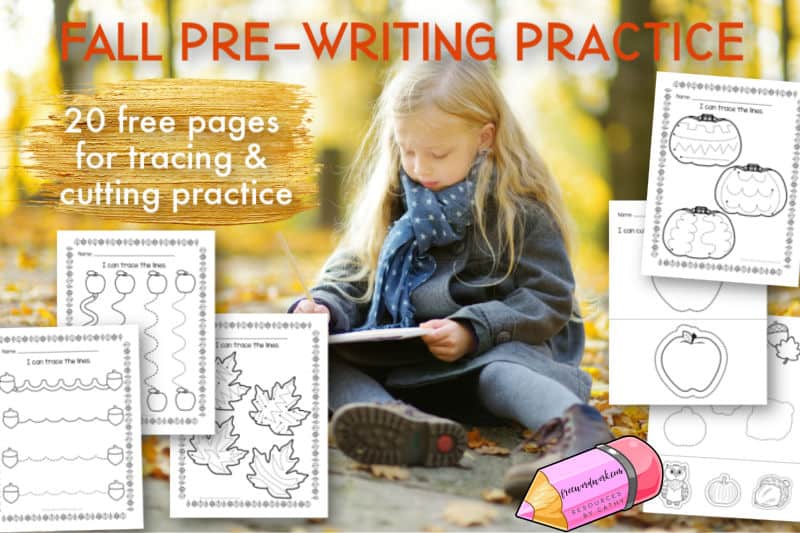 These fall pre-writing practice pages will be a fun addition to your autumn fine motor practice.