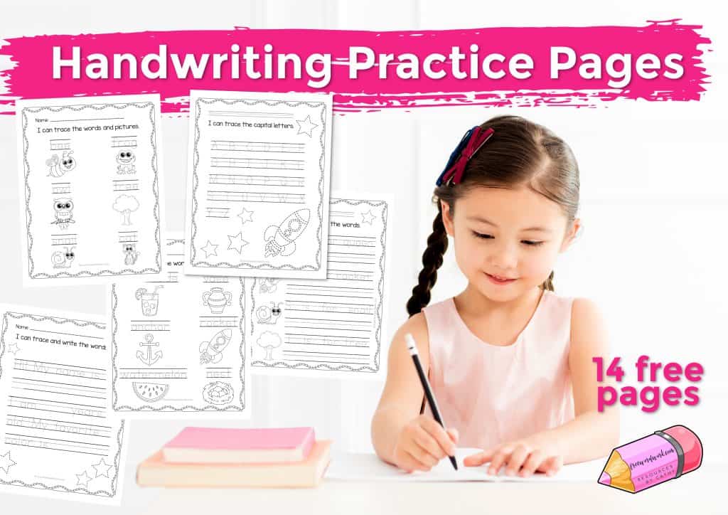 Try these free handwriting practice worksheets for working on printing. Free printables from www.freewordwork.com.