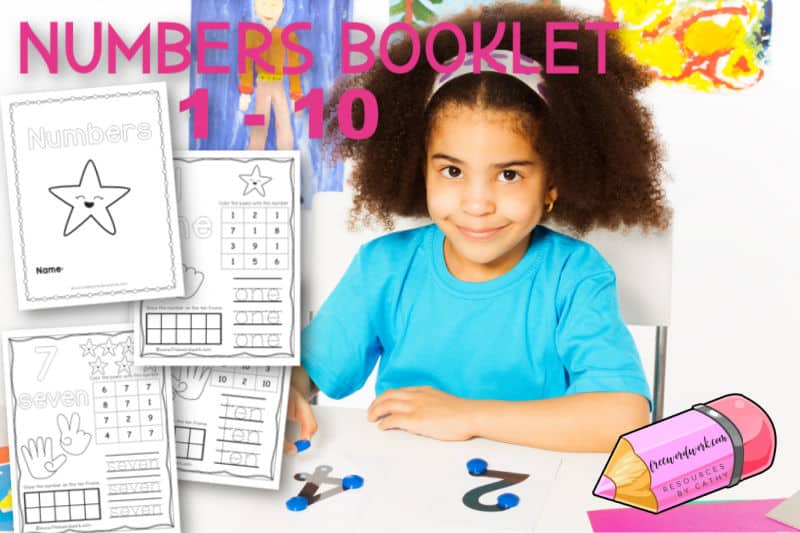 Download this free numbers booklet 1 - 10 to help your child begin practicing numbers.