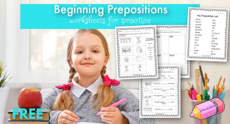 beginning preposition worksheets free word work