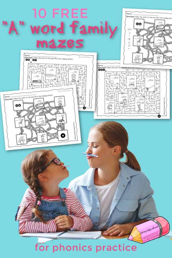 These "A" word family mazes are a fun way for your children to practice word families containing the letter a.