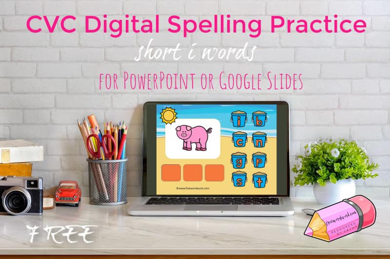 Help children working on spelling short i words with this free CVC words digital resource.