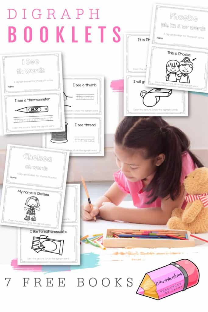 These free digraph booklets will help your children practice reading words with beginning, middle and ending digraph sounds.