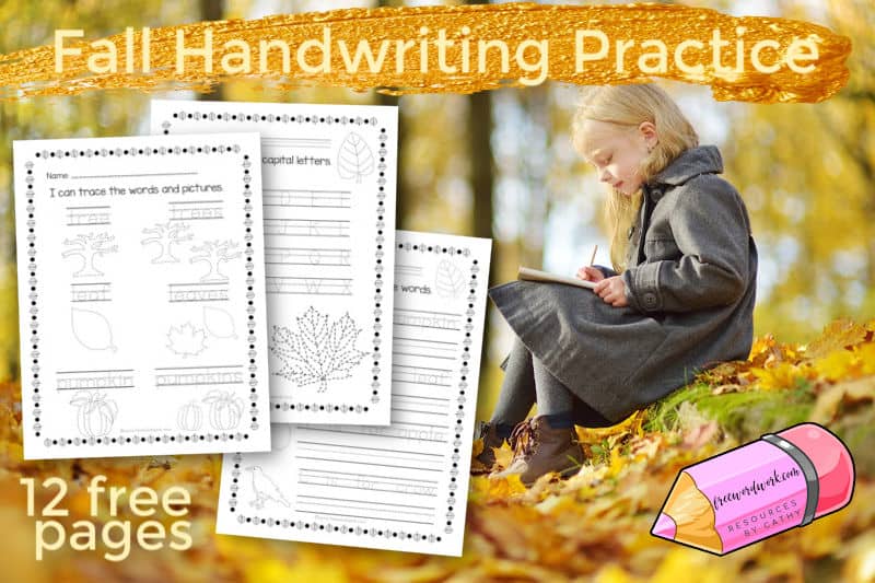 Download this free set of fall handwriting practice pages to give your children handwriting practice.