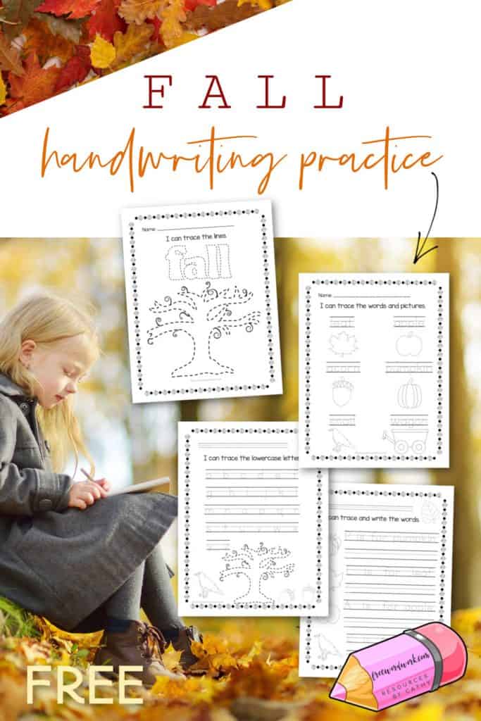Download this free set of fall handwriting practice pages to give your children handwriting practice.