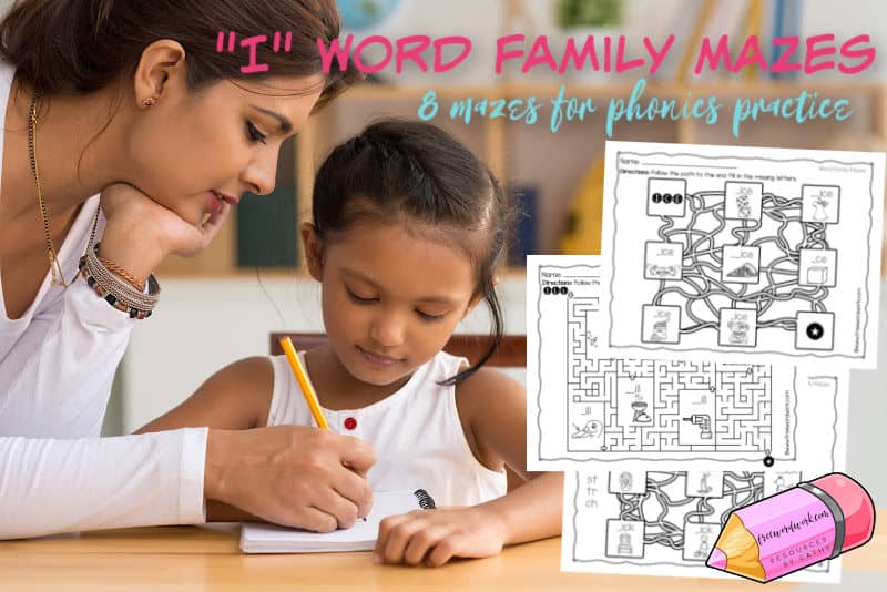 These "I" word family mazes are a fun way for your children to practice word families containing the letter i.