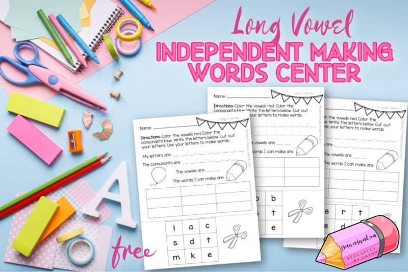 Download this long vowel independent making words center for word work practice in your classroom or at home. 