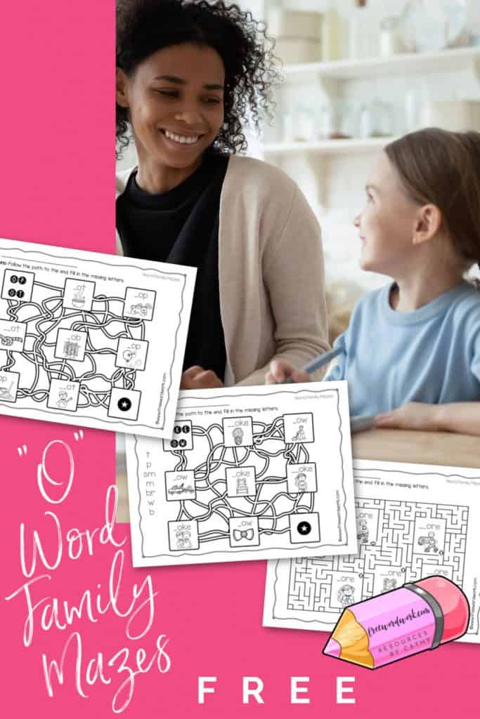 These "O" word family mazes are a fun way for your children to practice word families containing the letter o.