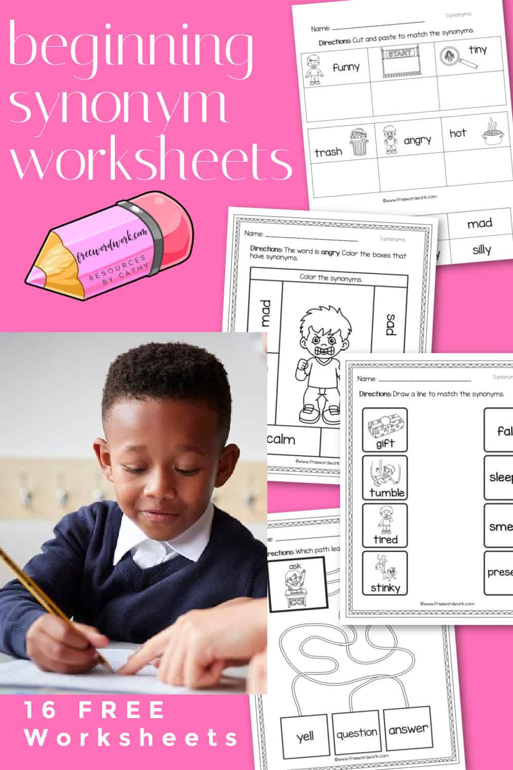 Beginning Synonym Worksheets Free Word Work