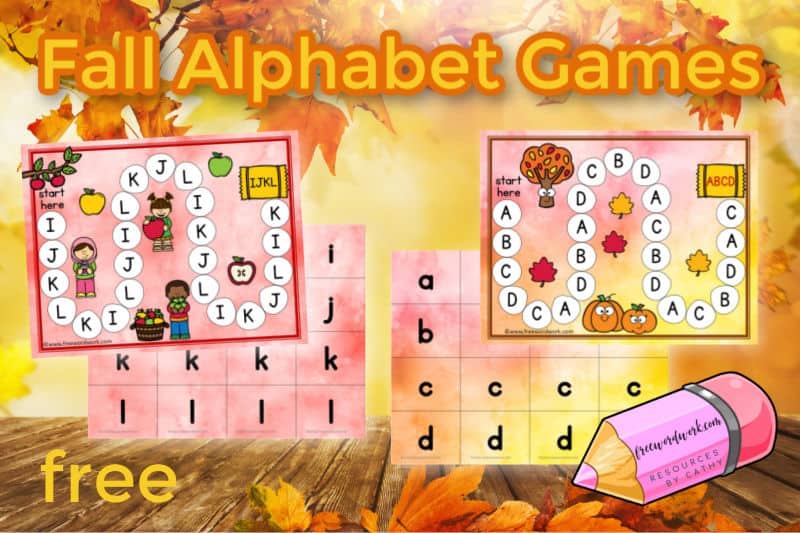 These free fall alphabet games will help your children practice matching lowercase and uppercase letters.