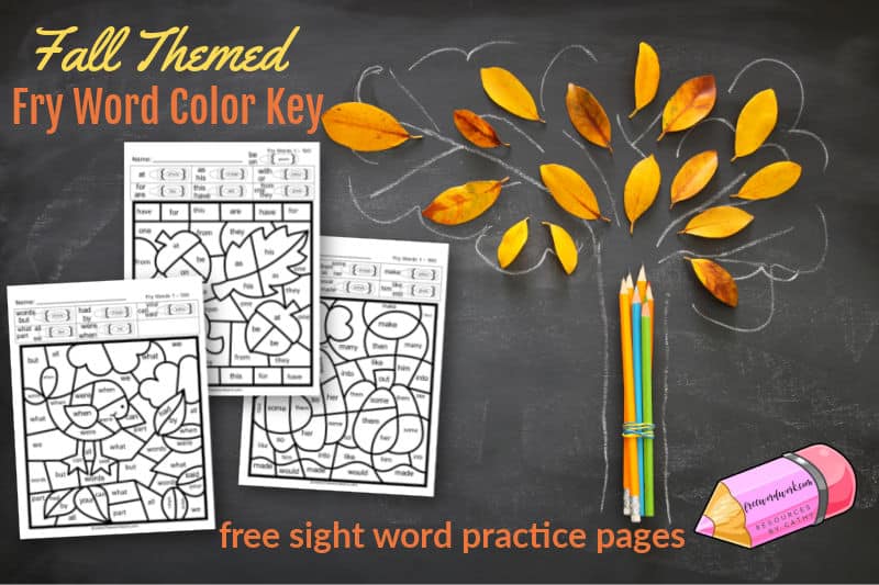 This Fall Fry Color Code set is a color by number set for Fry Word practice.