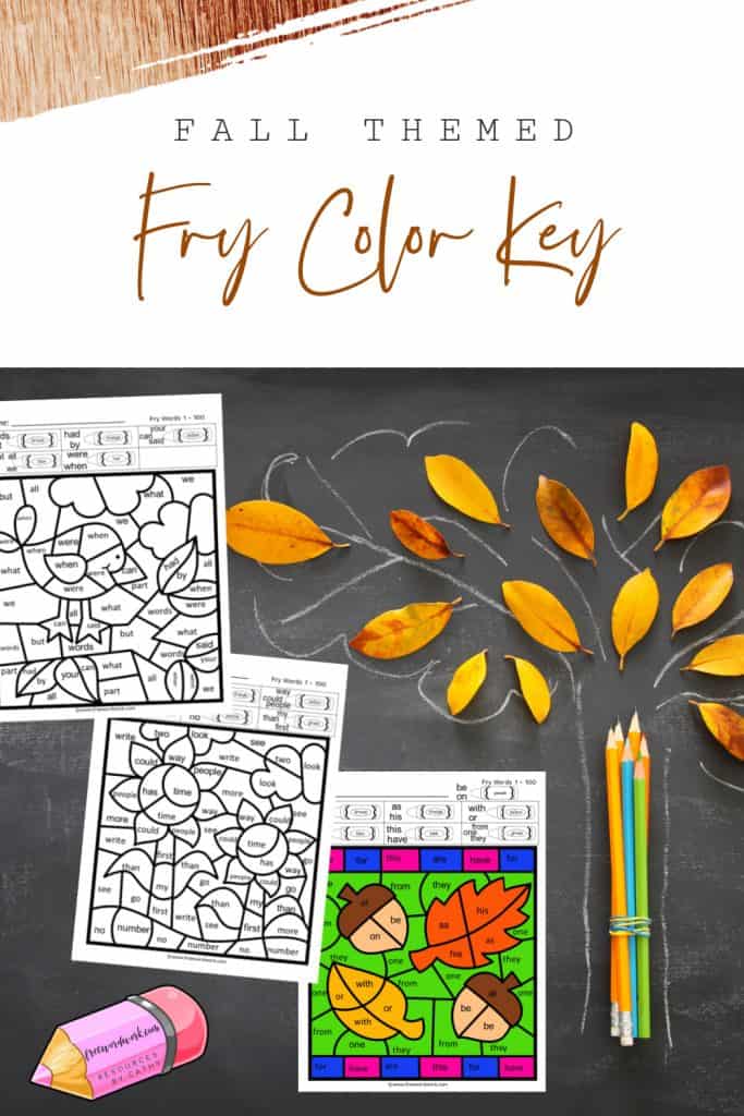 This 1st Hundred Fall Fry Color Code set is a color by number set for Fry Word practice. Free download from www.freewordwork.com.